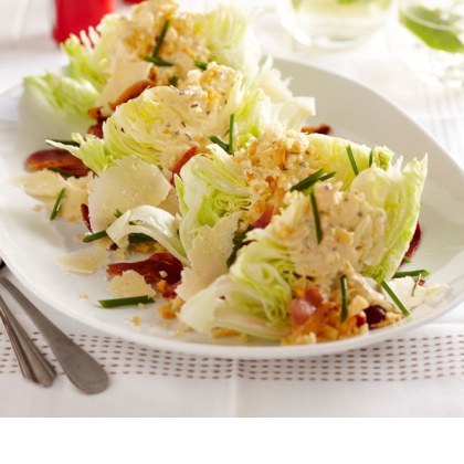 Iceberg Wedges with Prosciutto and Rosemary Butter Dressing