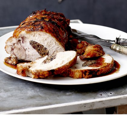 Honey Soy Glazed Turkey Breast with Shiitake Mushroom and Rice Stuffing