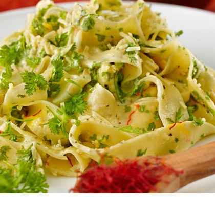 Saffron Pasta with Lemon Chervil Sauce