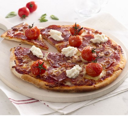 Spicy Salami and Ricotta Pizza