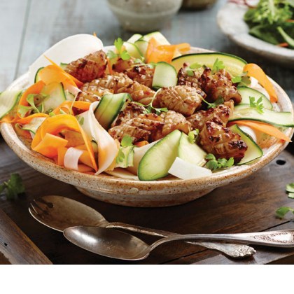 Grilled Five-Spice Squid with Raw Vegetable Salad