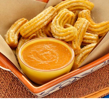 Savoury Cheese & Curry Churros With Creamy Romesco Sauce
