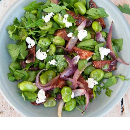 Broad Bean and Chorizo Salad