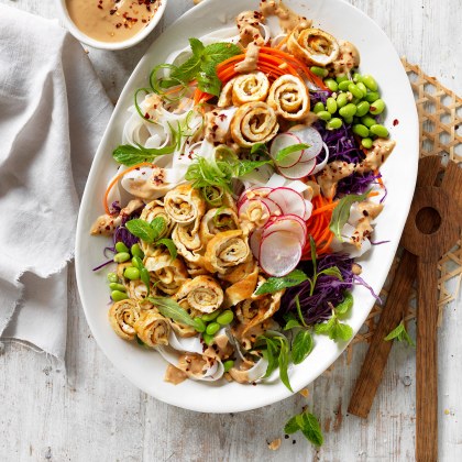 Peanut Noodle Salad with Omelette