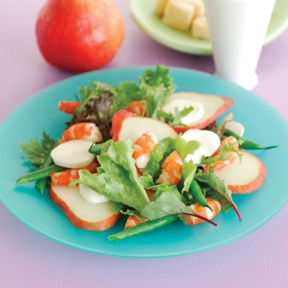 Pear, Prawns, Green Bean and Bocconcini Salad with Salsa Verde