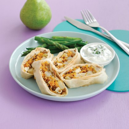 Cumin Pears, Carrot, Tofu and Lentil Strudel