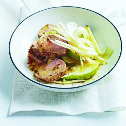 Salt-Roasted Pork with Fennel and Pear Salad