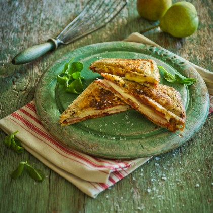 Pear, Salami and Brie Toastie