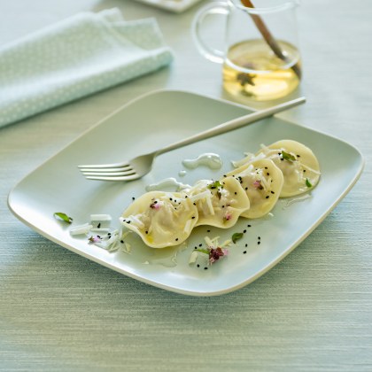 Pork and Pear Ravioli in a Pear Cider Broth