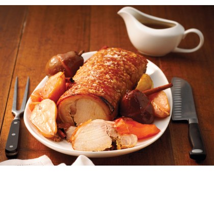 Rolled Loin with Quince and Glazed Pears