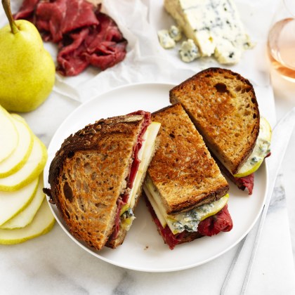Rare Roast Beef, Pear and Creamy Blue Cheese Toasties