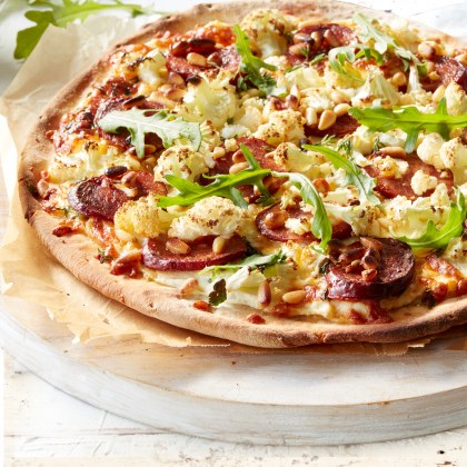 Cauliflower, Chorizo and Ricotta Pizza