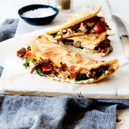 Folded Beef and Ricotta Pita Pizza