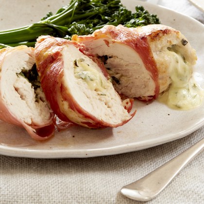 Prosciutto Wrapped Chicken with Mozzarella and Basil