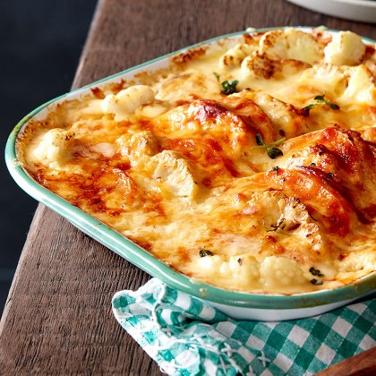 Creamy Sweet Potato, Cauliflower Bake