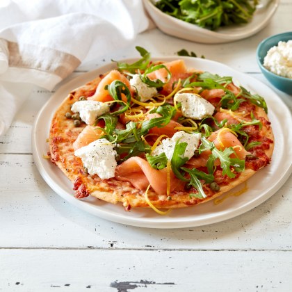 Smoked Salmon, Ricotta and Rocket Pita Pizza