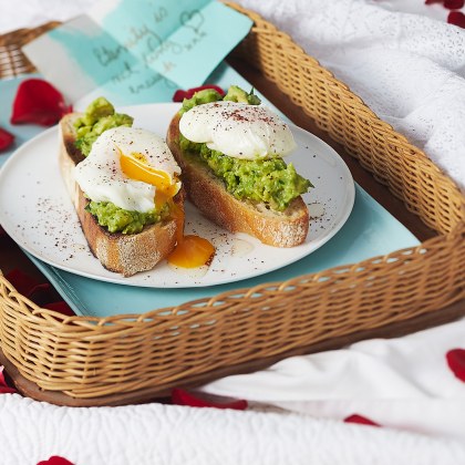 Poached Eggs with Smashed Avocado, Preserved Lemon and Sumac
