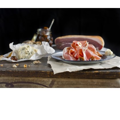 Prosciutto Platter with Marinated White Figs and Gorgonzola