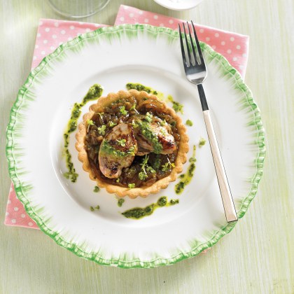 Tartlett of Quail Breast with Onion Jam and Salsa Verde