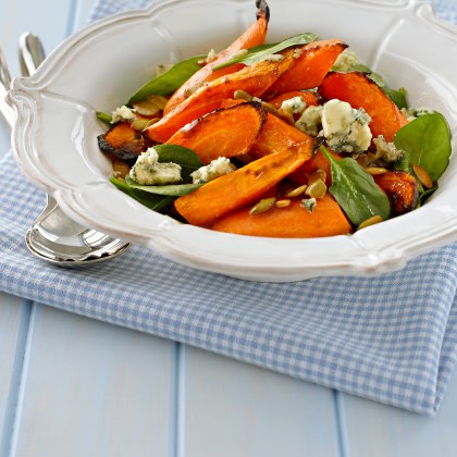 Roasted Carrot, Spinach and Blue Cheese Salad