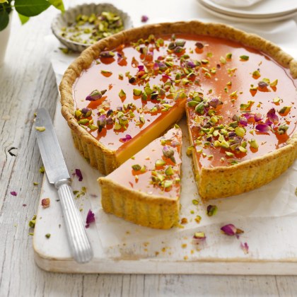 Rose Pistachio Custard Tart