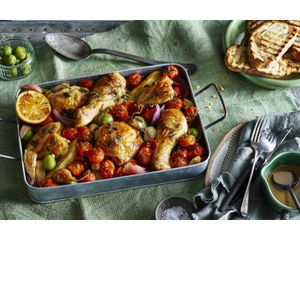 Spanish Paprika Chicken with Truss Tomatoes, Red Onions and Olives