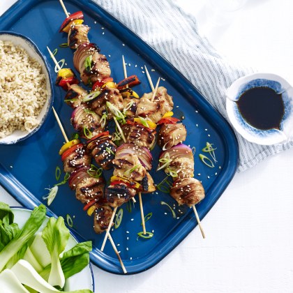 Asian Turkey Skewers with Brown Rice