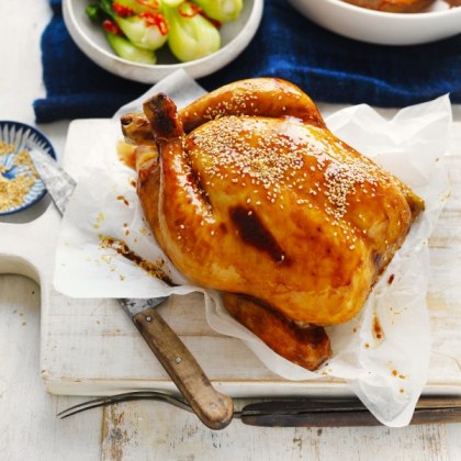 Sticky Orange Chicken with Chilli Greens