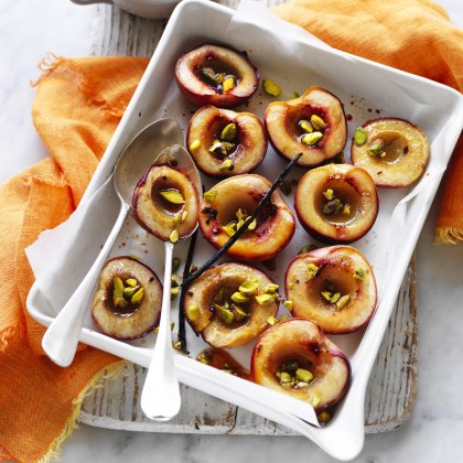 Cardamom Roasted Nectarines with Vanilla and Coconut Yoghurt