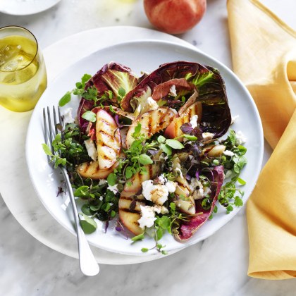 Grilled White Peach, Radicchio and Goats Cheese Salad