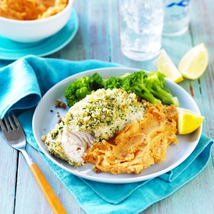 Lemon and Herb Fish with Sweet Potato Mash