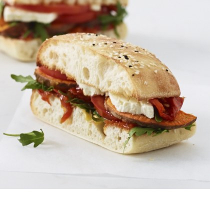 Toasted Turkish Bread with Sweet Potato and Fetta