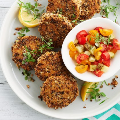 Cauliflower and Cheddar Fritters with Kiwi Salsa
