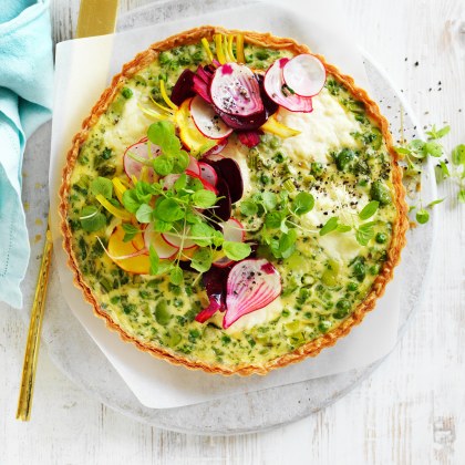 Vegetable tart with mixed beet salad