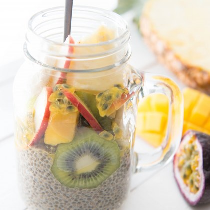 Vegan Tropical Fruit Chia Pudding