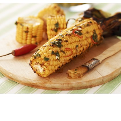Barbecued Corn with Coriander and Chilli Butter