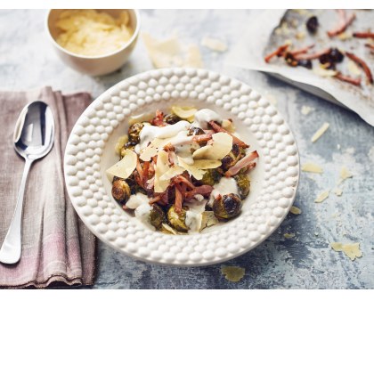 Roasted Sprouts with Bacon and Caesar