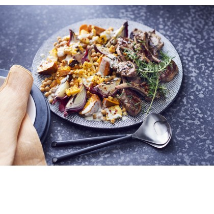 Roasted Sweet Potato Salad with Corn and Chickpeas