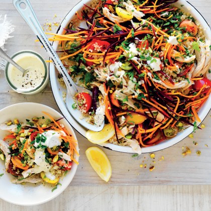 Carrot, tomato and chicken quinoa salad