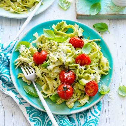 Chicken Fettuccine with Creamy Avocado Pasta Sauce