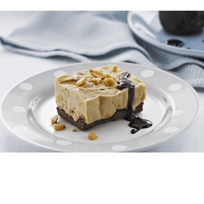 Frozen Choc-Peanut Butter Slice with Brown Sugar Chocolate Sauce
