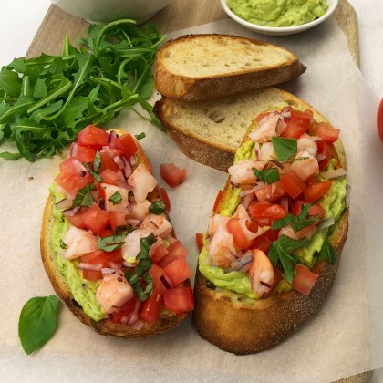 Prawn and tomato bruschetta