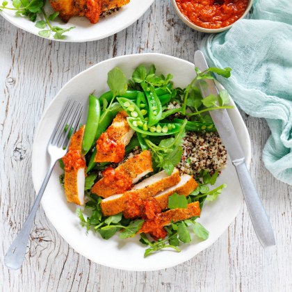 Tuscan chicken and quinoa salad with pesto
