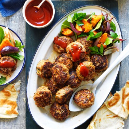 Lamb Rissoles with Sweet Potato Salad
