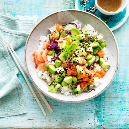 Avocado and Salmon Poke Bowl