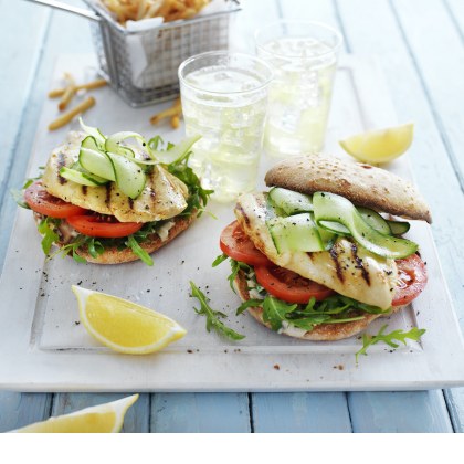 Chicken, Rocket and Hummus Burgers