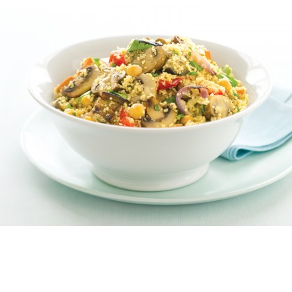 Roasted Vegetable and Chickpea Couscous Salad