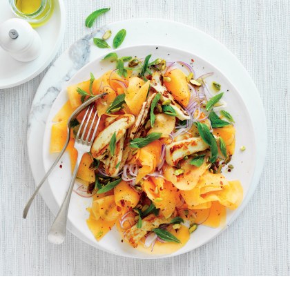 Rockmelon 'Carpaccio' and Haloumi Salad