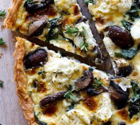 Spinach, ricotta and mushroom quiche