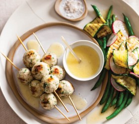 BBQ Chicken Meatball Salad with Preserved Lemon Vinaigrette